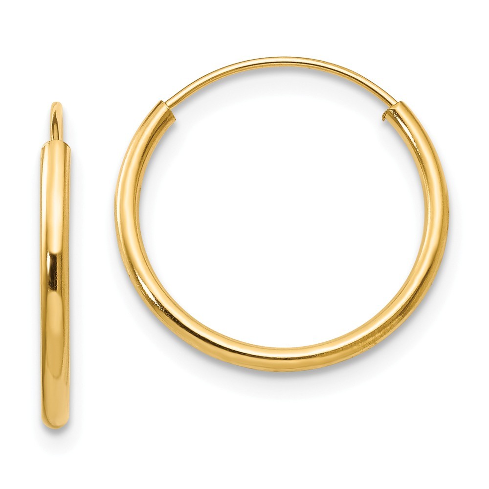 Jewelryweb 14k Yellow Gold Endless Hoop Earrings - Measures 15x15mm