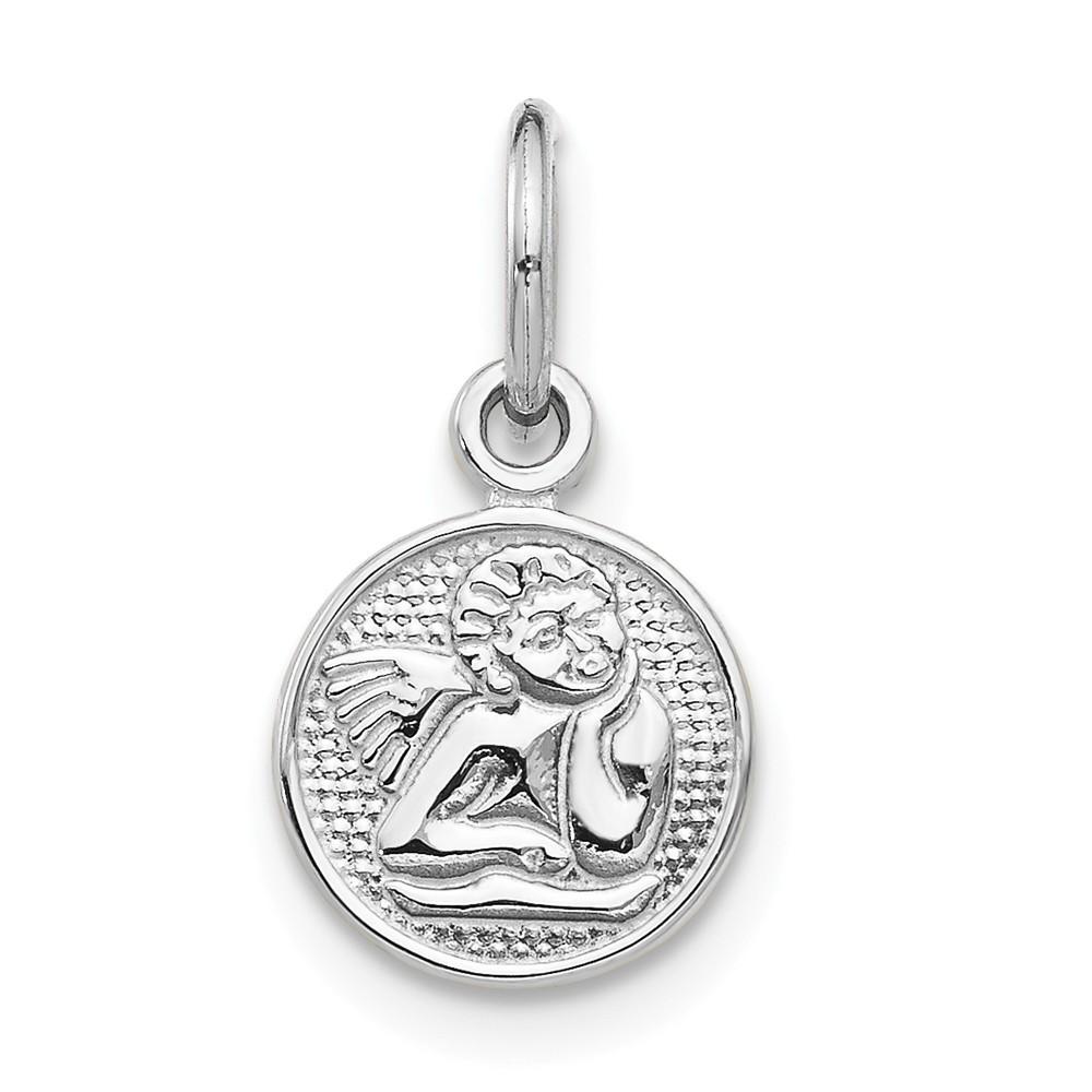 Jewelryweb 14k White Gold Angel Charm - Measures 7x7mm
