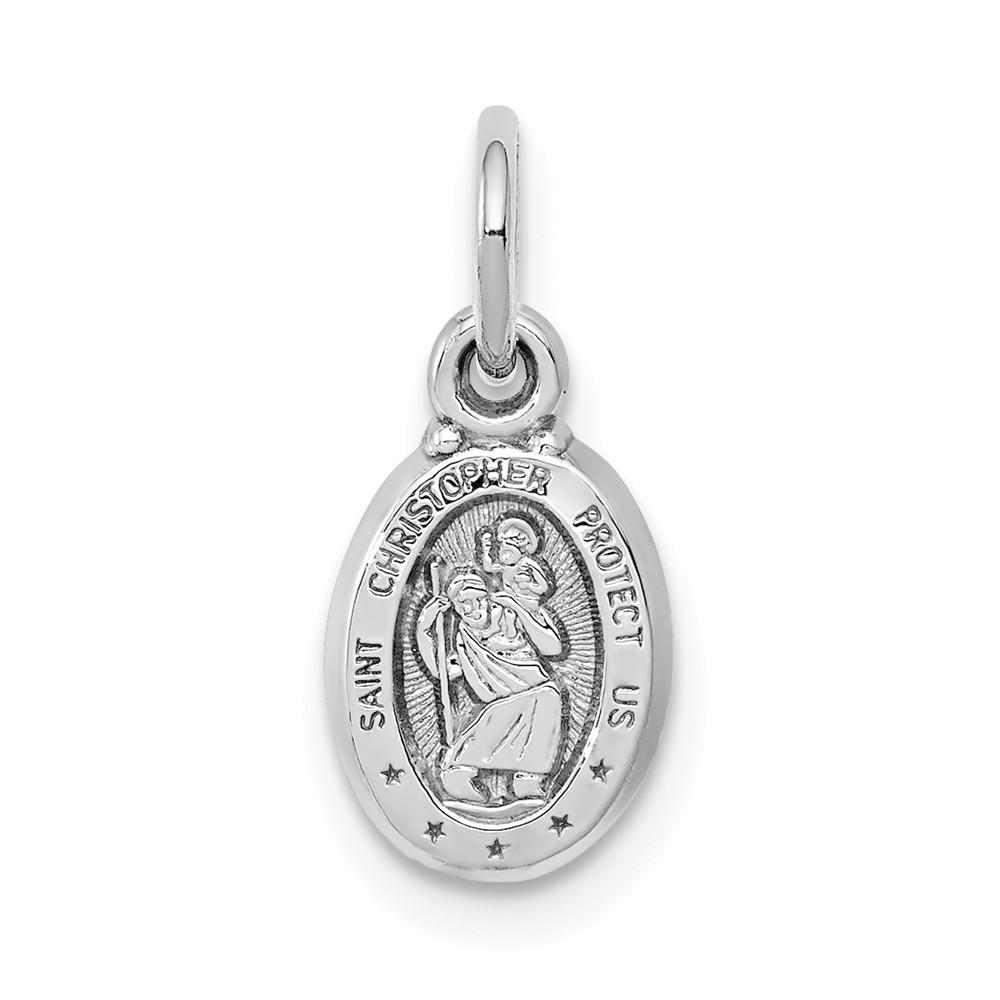 Jewelryweb 10k White Gold ST. Christopher Medal Pendant - Measures 15x6mm Wide