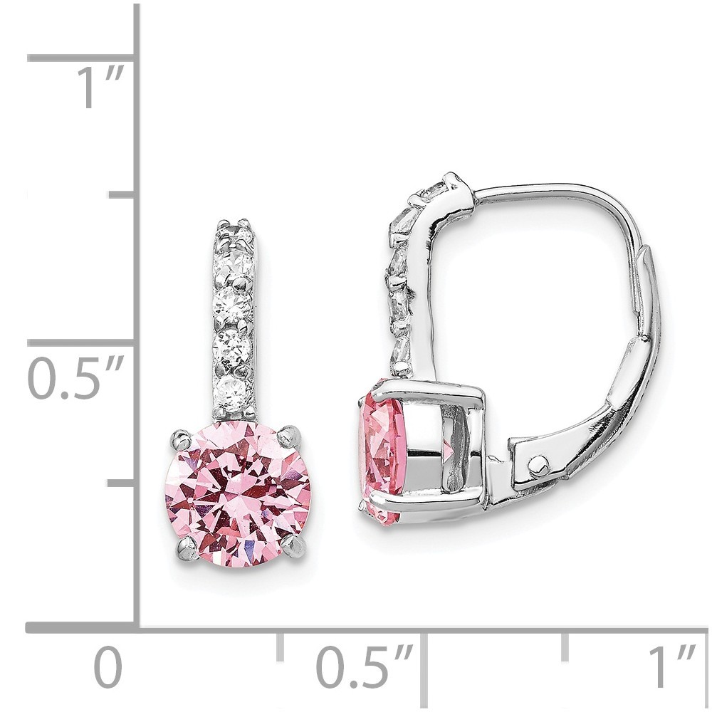 Jewelryweb Sterling Silver Cubic Zirconia Pink Dangle Earrings - Measures 16x7mm Wide
