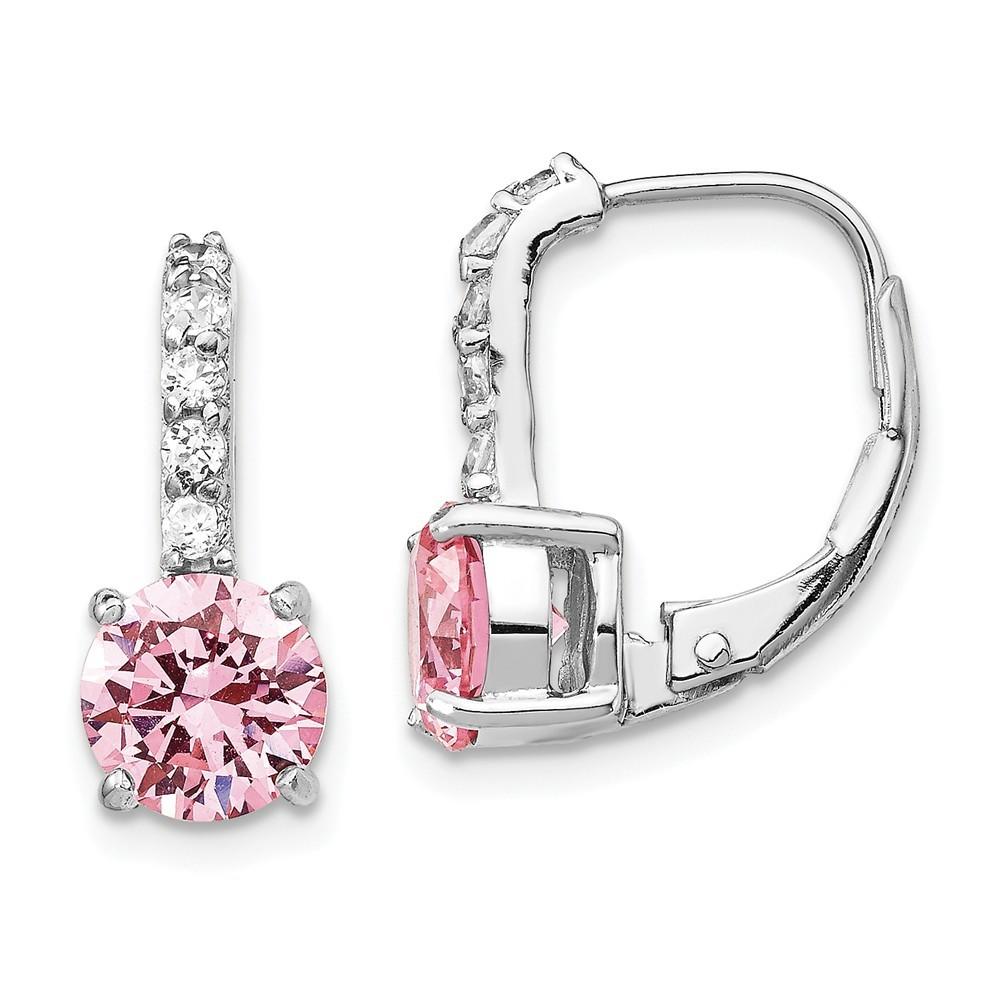 Jewelryweb Sterling Silver Cubic Zirconia Pink Dangle Earrings - Measures 16x7mm Wide