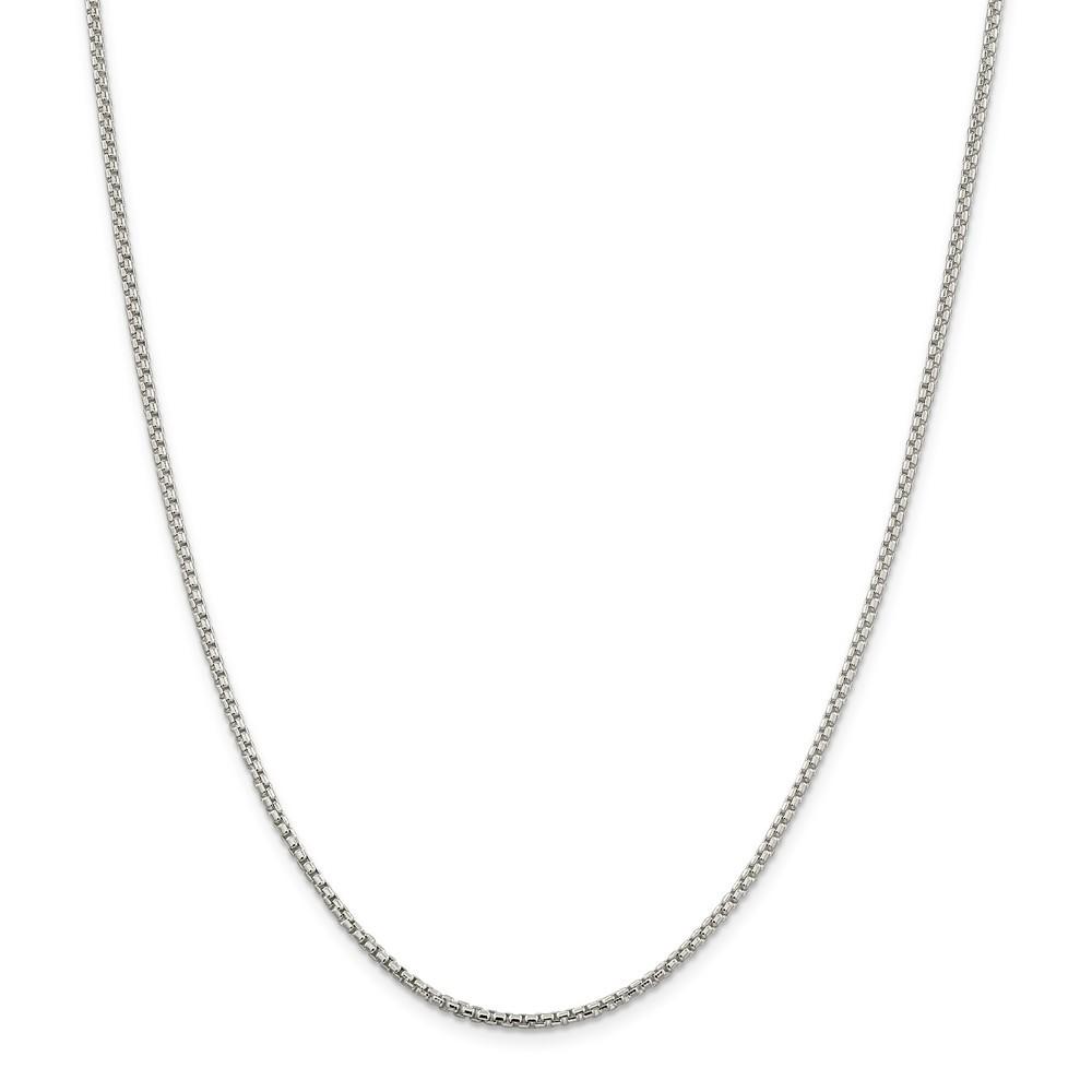 Jewelryweb Sterling Silver 2mm Half Round Box Chain Necklace - 18 Inch