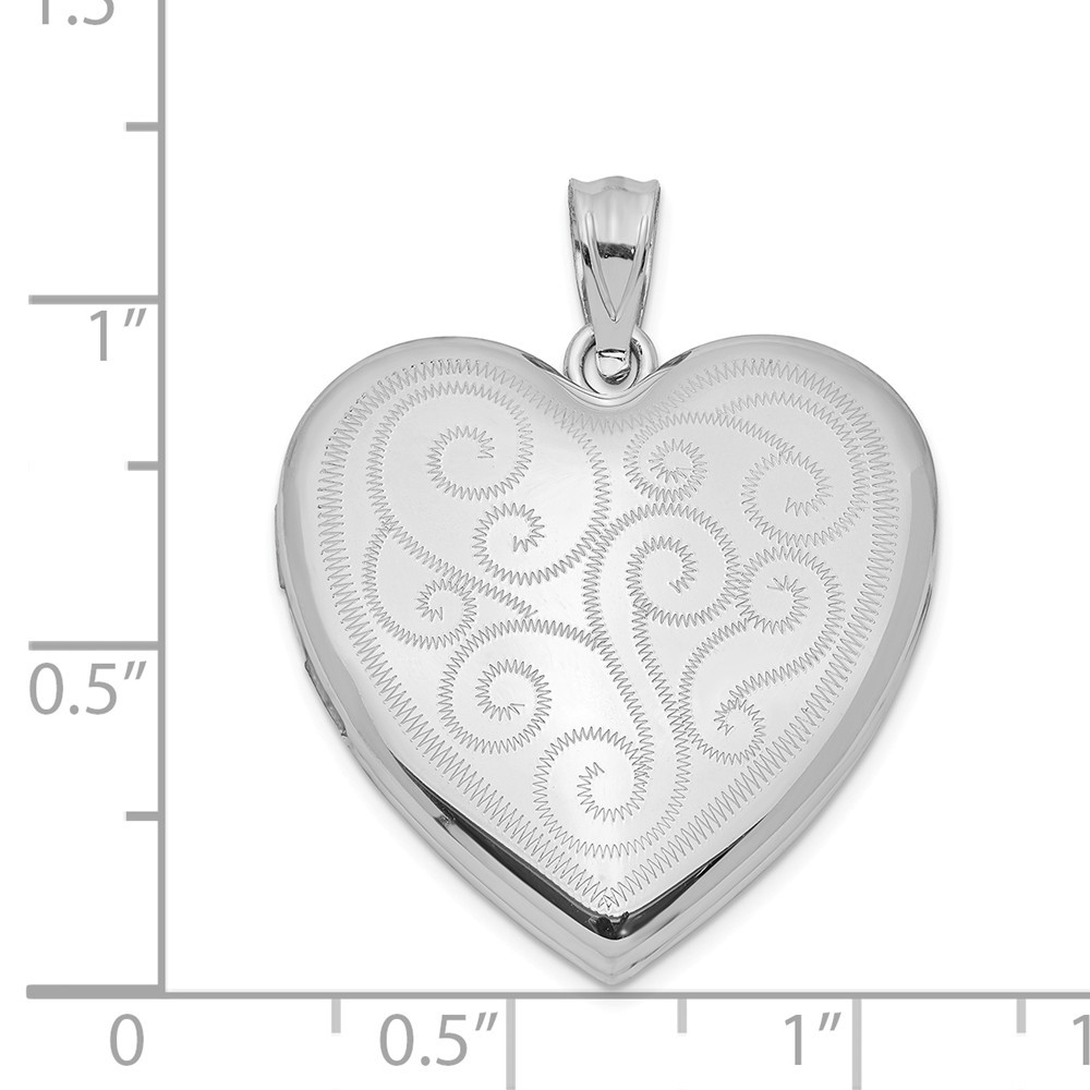 Jewelryweb Sterling Silver 24mm Swirl Design Heart Locket