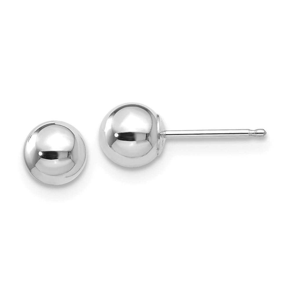 Jewelryweb 14k White Gold Polished 5mm Ball Post Earrings - Measures 5x5mm