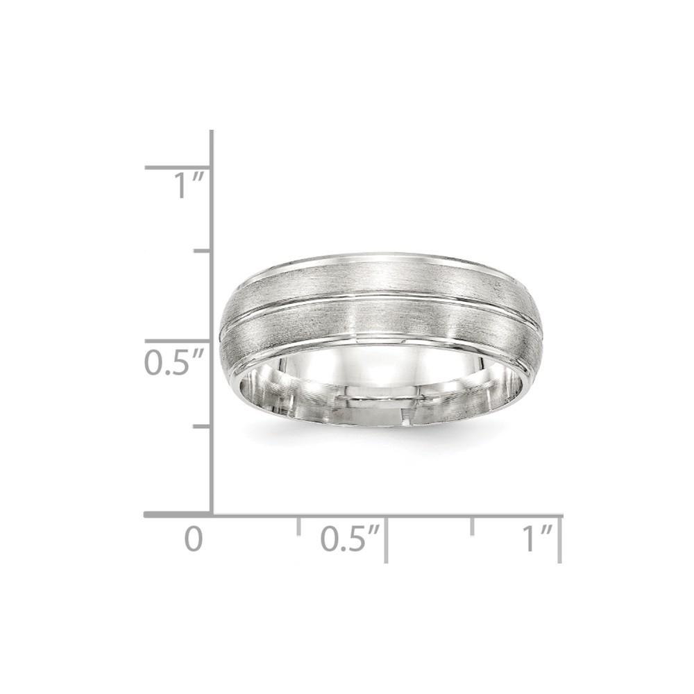 Jewelryweb Sterling Silver 7mm Brushed Fancy Band Ring Size 13.5