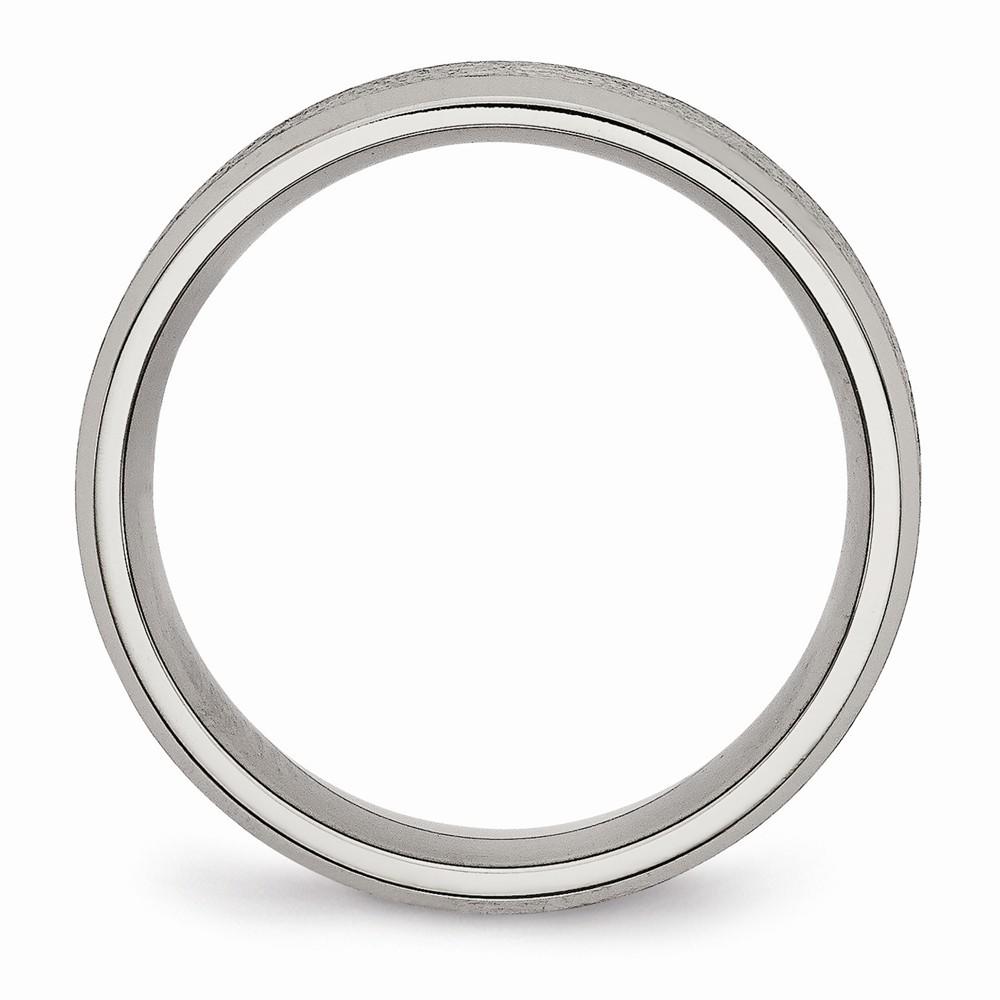 Jewelryweb Titanium Beveled Edge 8mm Satin Polished Band Ring - Size 9