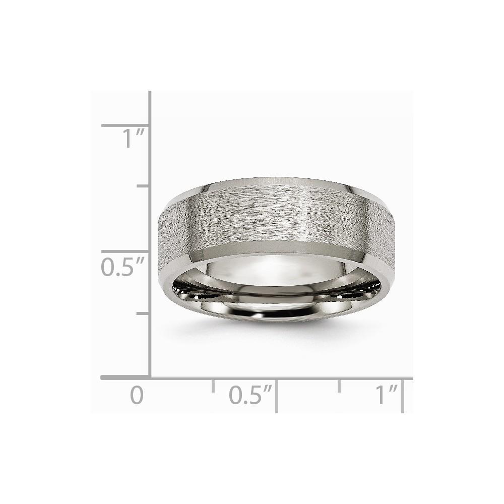 Jewelryweb Titanium Beveled Edge 8mm Satin Polished Band Ring - Size 9