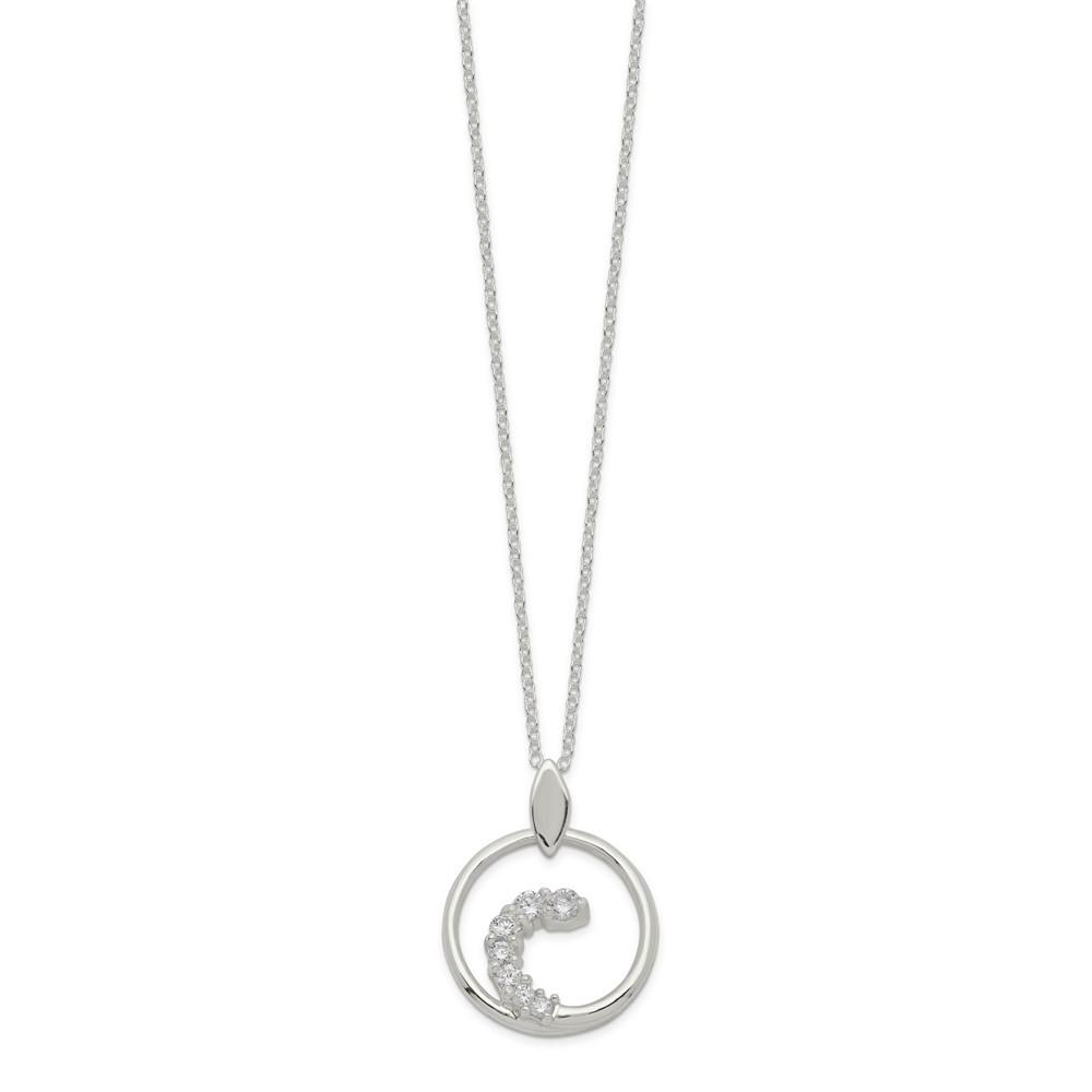 Jewelryweb Sterling Silver Cubic Zirconia Circle Journey Necklace - 18 Inch - Spring Ring