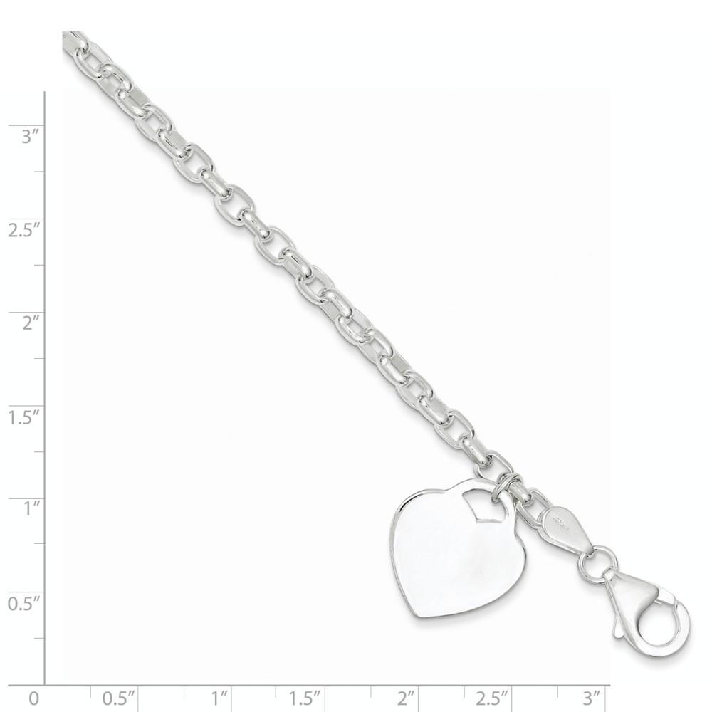 Jewelryweb Sterling Silver 1.9mm Heart Charm Bracelet - 8.5 Inch - Lobster Claw