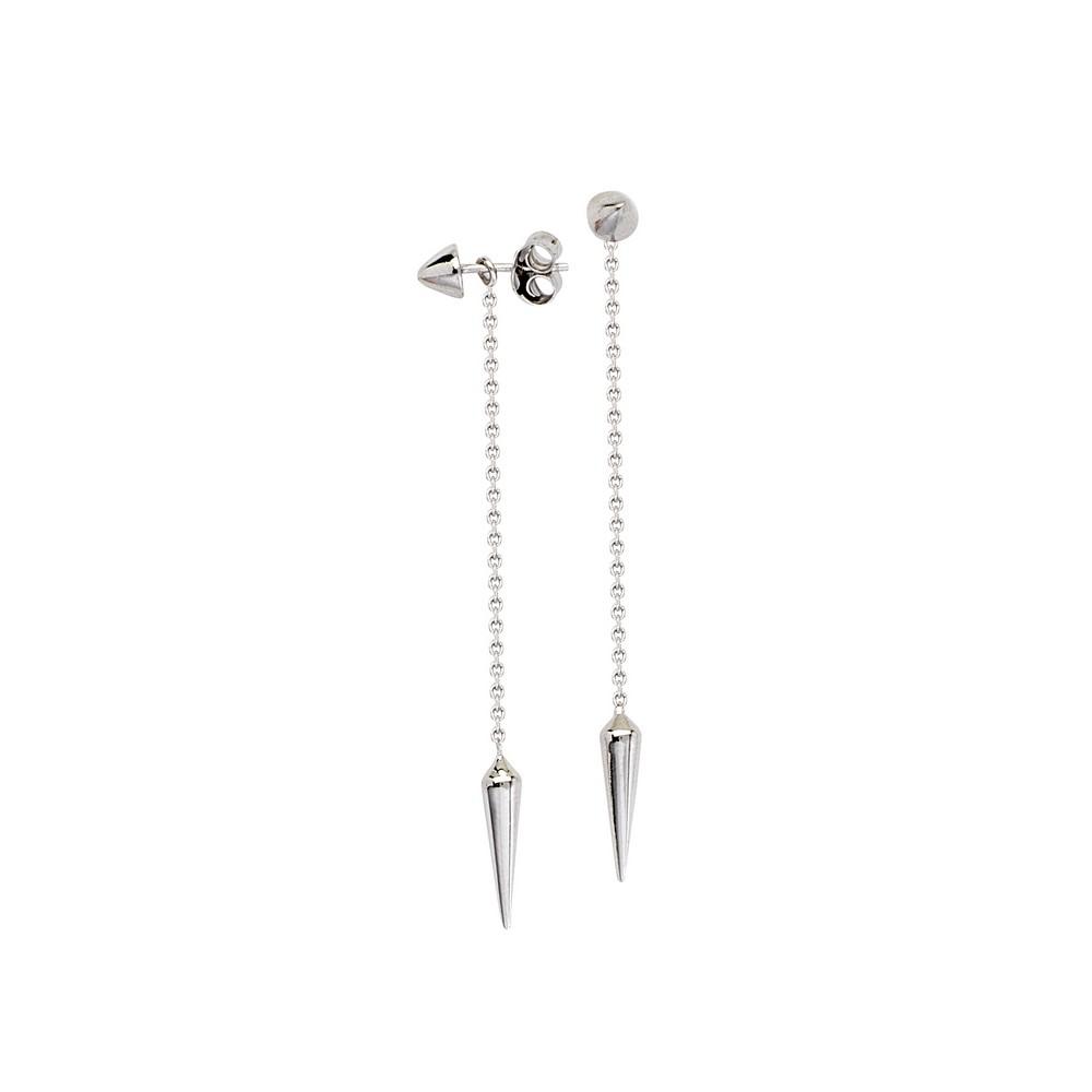 Jewelryweb Sterling Silver Rhodium Plated Dangle Spike Fancy Earrings