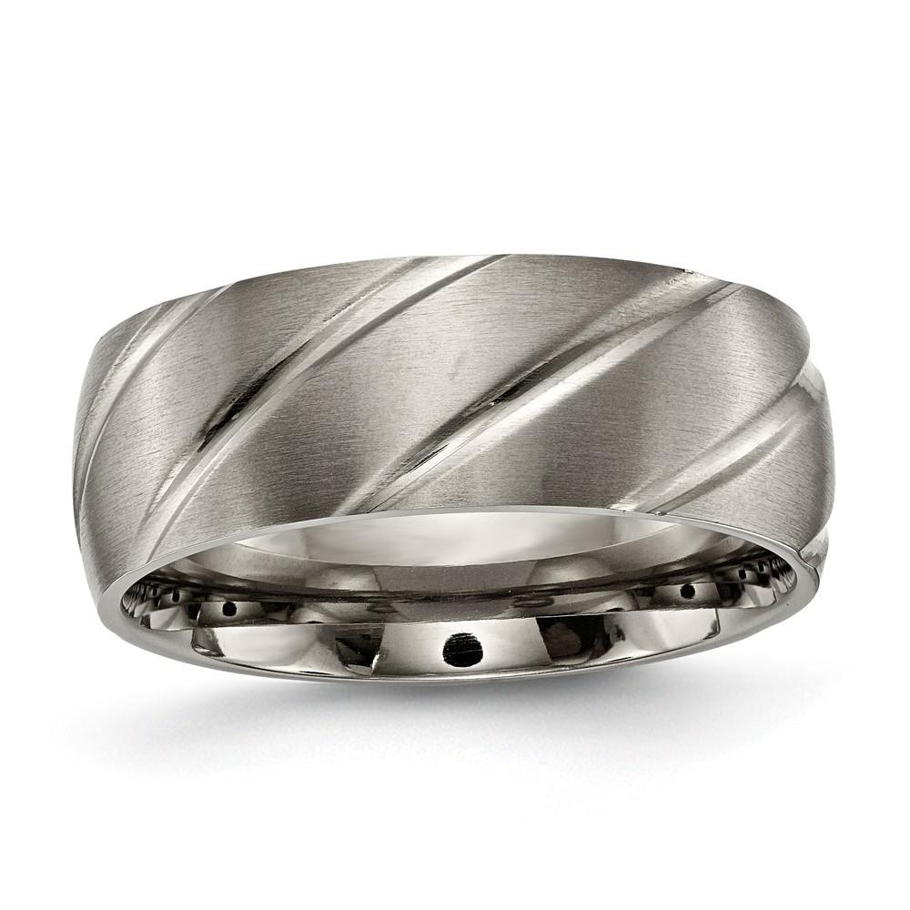 Jewelryweb Titanium Swirl Design 8mm Satin Band Ring - Size 11