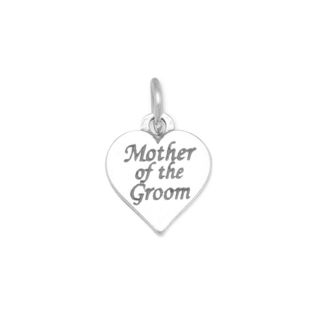 Jewelryweb Oxidized Sterling Silver 19mm X 14mm Heart Shaped Charm Engraved With Mother Of The Groom