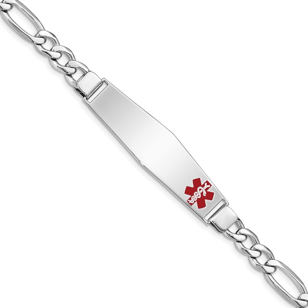 Jewelryweb Sterling Silver Medical ID Figaro Link Bracelet - 7 Inch - Lobster Claw