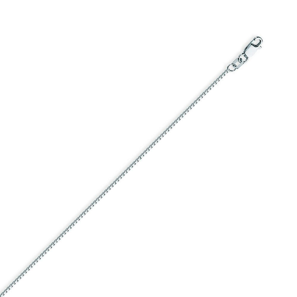 Jewelryweb Sterling Silver Rhodium Plated 0.66mm Box Chain Necklace Lobster Claw Closure - 24 Inch