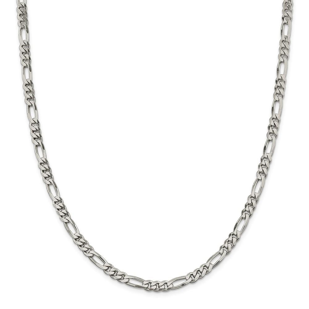 Jewelryweb Sterling Silver 5.25mm Figaro Chain Necklace - 20 Inch - Lobster Claw