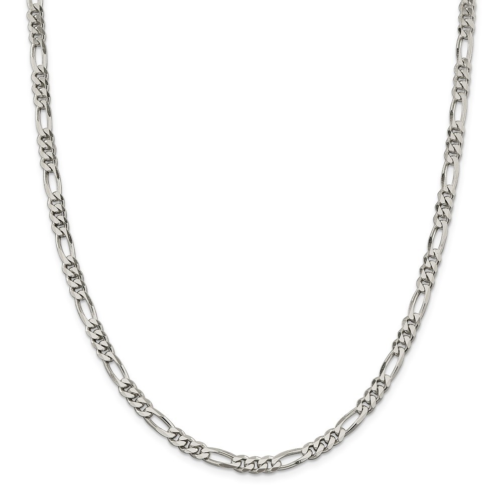 Jewelryweb Sterling Silver 5.25mm Figaro Chain Necklace - 20 Inch - Lobster Claw