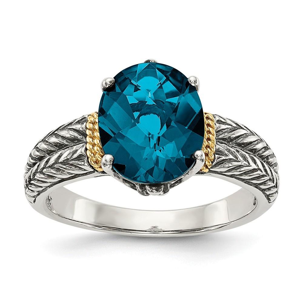 Jewelryweb Sterling Silver With 14k London Blue Topaz Ring - Size 7