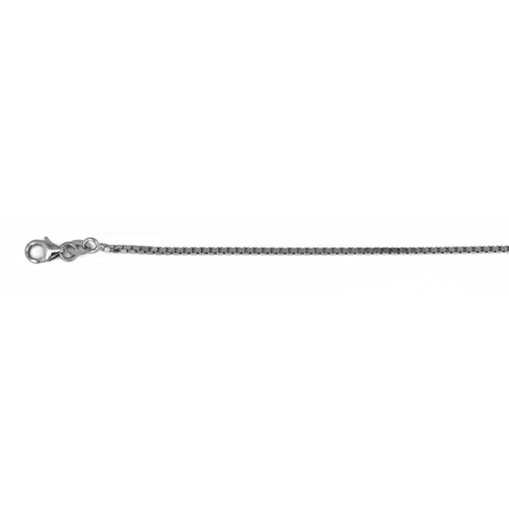 Jewelryweb 18k White Gold 0.9mm Box Chain Necklace - 24 Inch