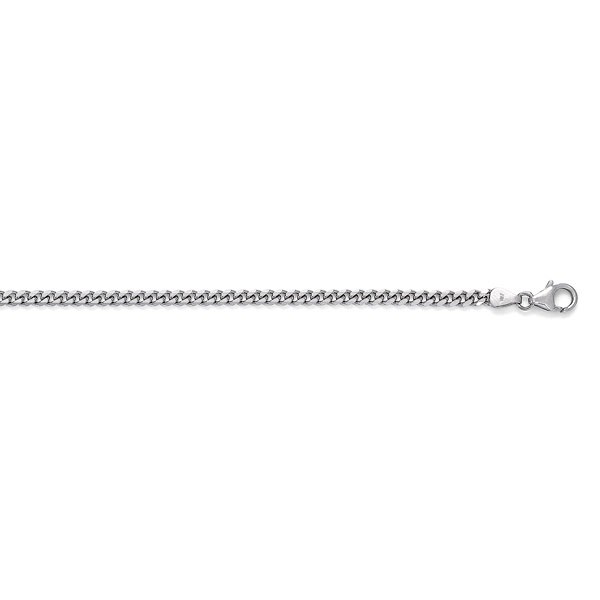 Jewelryweb 14k White Gold 3.4mm Solid Curb Bracelet - 8 Inch