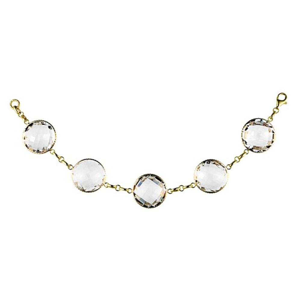 Jewelryweb 14k Yellow Gold Crystal Quartz Round Bracelet