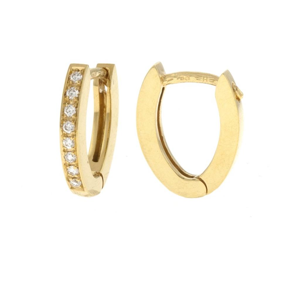 Jewelryweb 18k Yellow Gold Earrings Horseshoe High Polish .16 Dwt Diamond