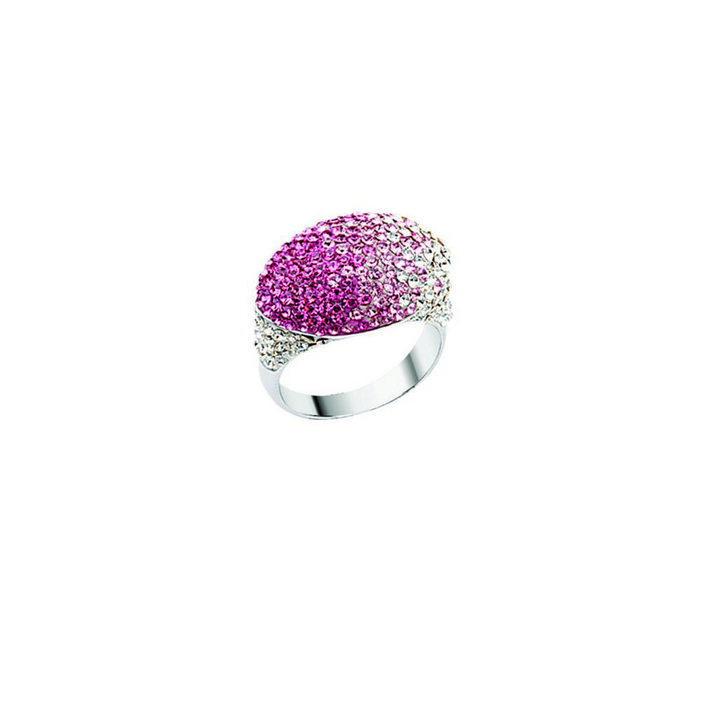 Jewelryweb Sterling Silver Rhodium Plated Pink White Gradual Dome Ring - Size 7
