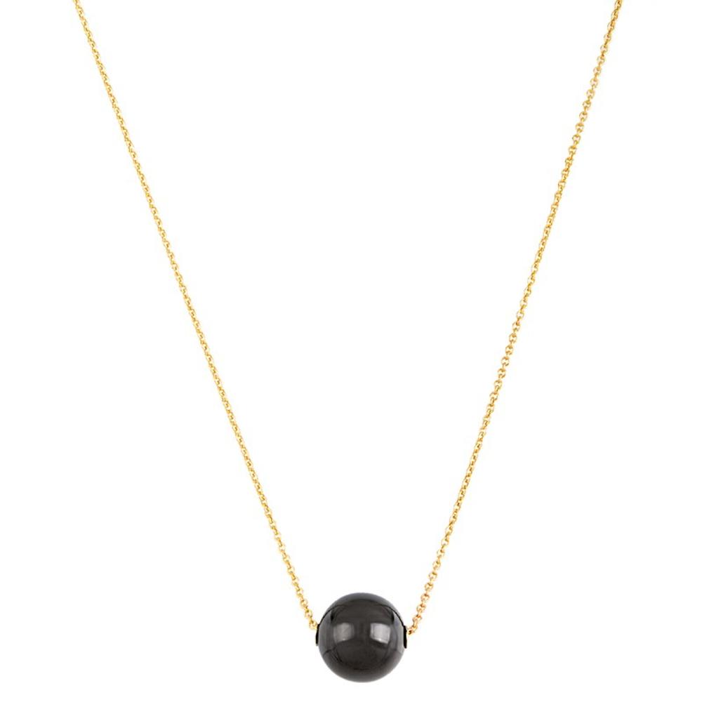 Jewelryweb 14k Yellow Gold With Black Balls 19mm Necklace - 18 Inch