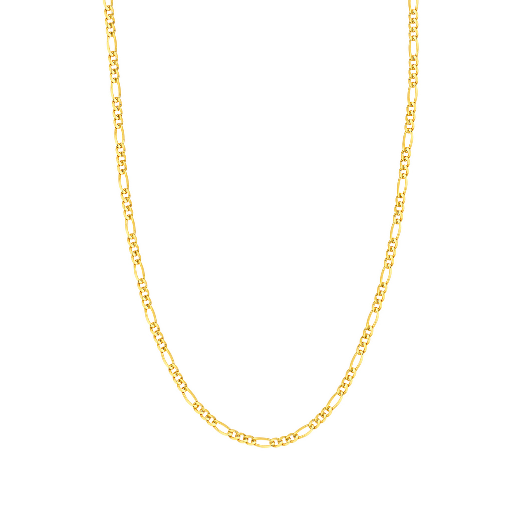 Jewelryweb 14k Yellow Gold 3.9mm Concave Figaro Chain Necklace Lobster Lock Closure - 18 Inch
