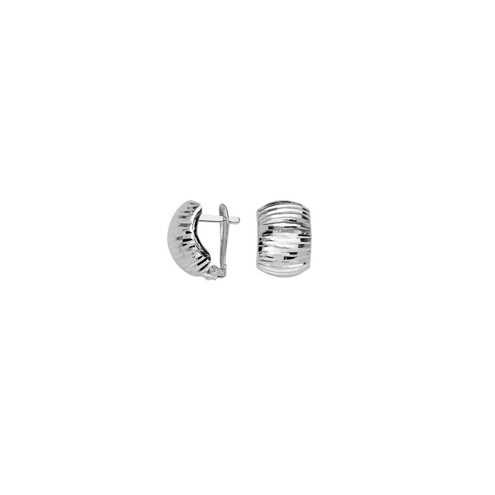 Jewelryweb 10k White Gold Sparkle-Cut Domed Clip Back Earrings