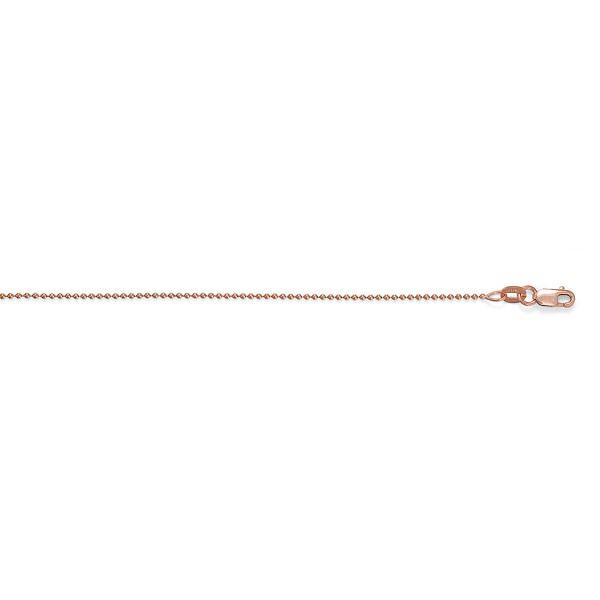Jewelryweb 14k Rose Gold 1.2mm Bead Chain Necklace - 30 Inch
