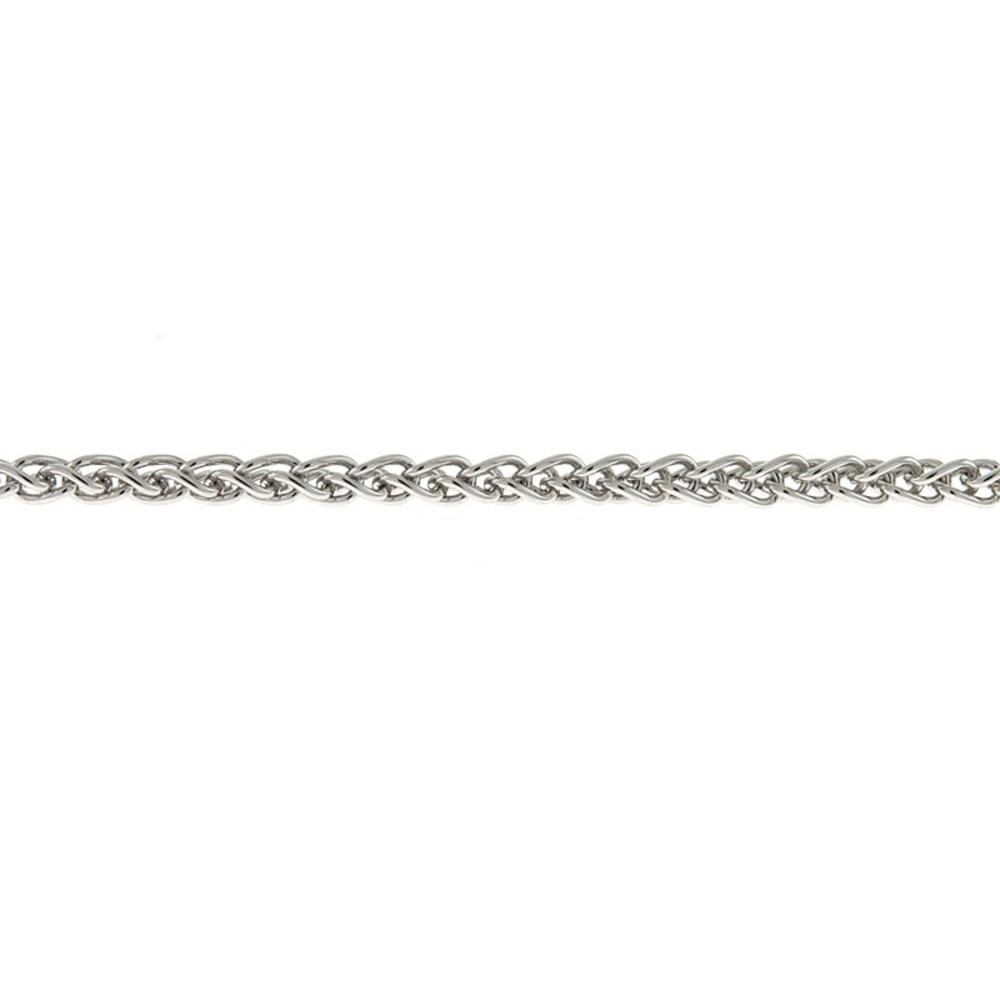 Jewelryweb 14k White Gold Wheat 1.3mm Spiga Chain Solid Lobster Claw Clasp Necklace - 30 Inch