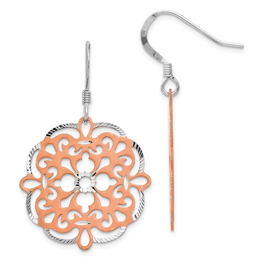 Jewelryweb Sterling Silver Rose Gold-Flashed Shepherd Hook Earrings