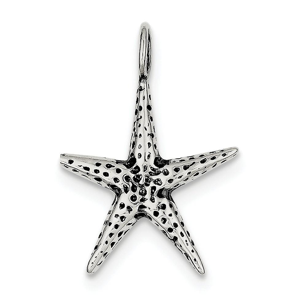 Jewelryweb Sterling Silver Antiqued StarFish Pendant