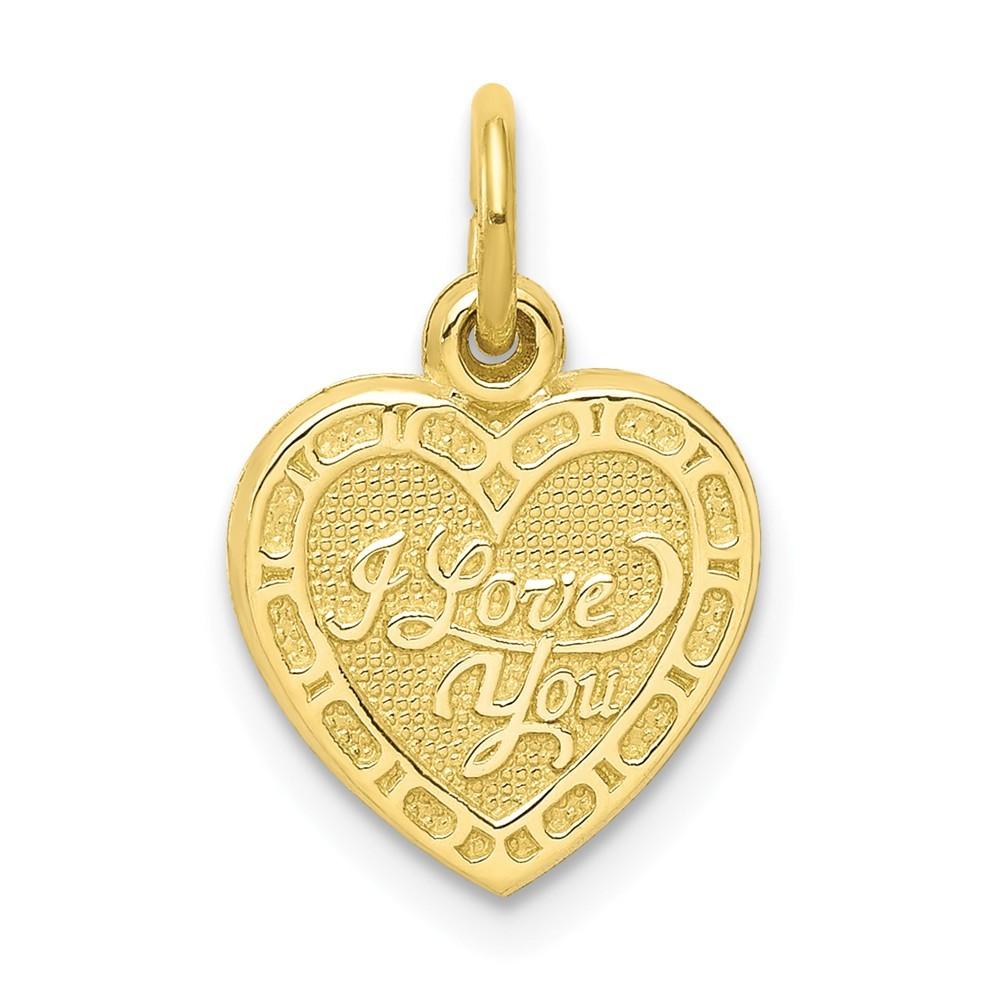 Jewelryweb 10k Yellow Gold I LOVE YOU HEART Charm