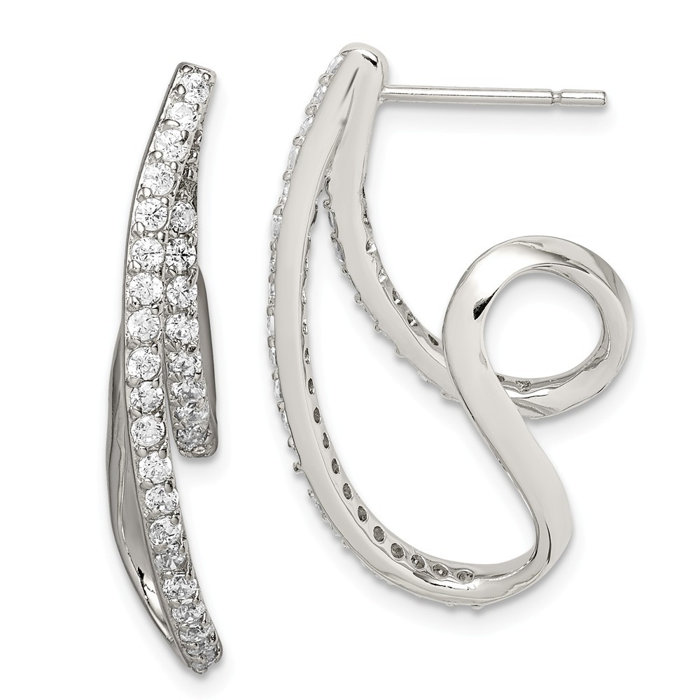 Jewelryweb Sterling Silver Cubic Zirconia Antique Style Earrings