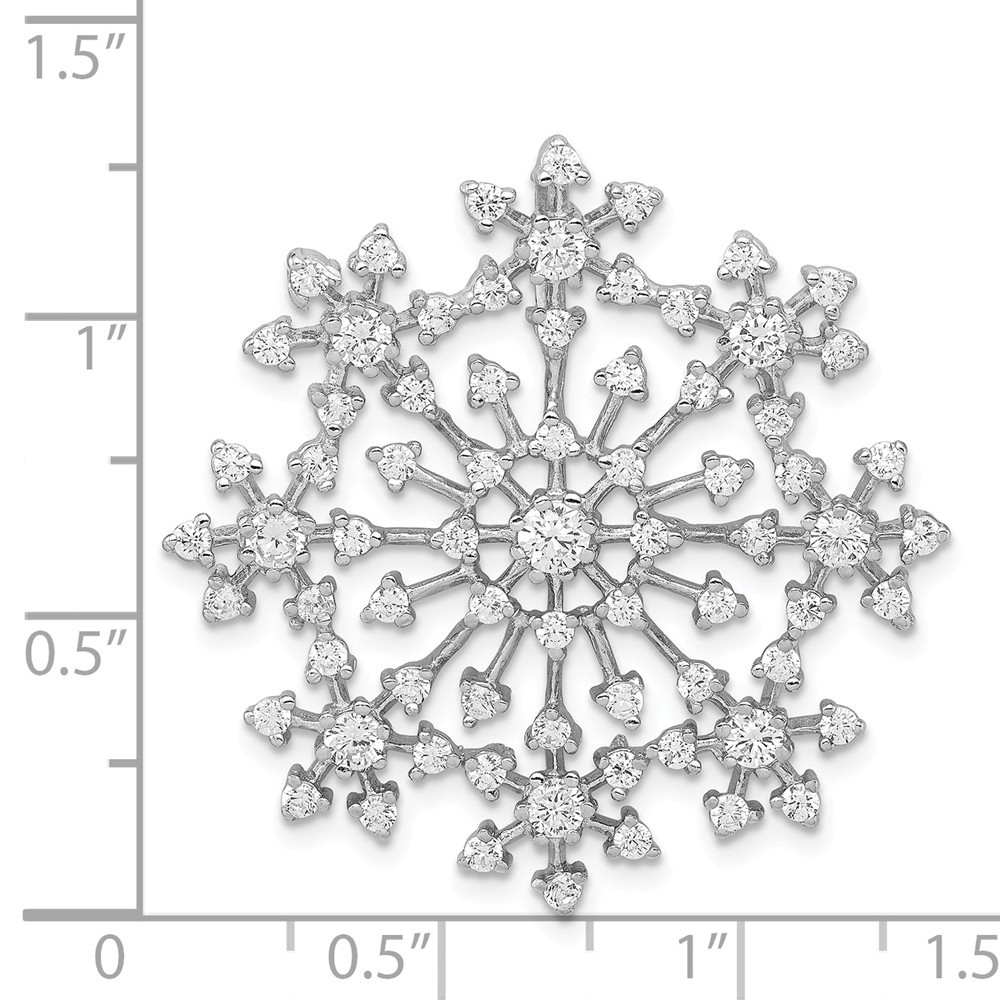 Jewelryweb Sterling Silver Cubic Zirconia Snowflake Slide