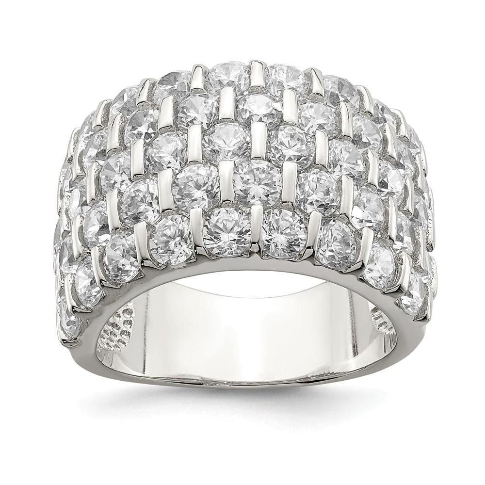 Jewelryweb Sterling Silver Cubic Zirconia Wide Band Ring - Size 6