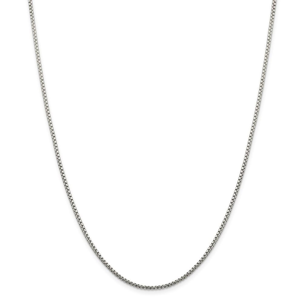 Jewelryweb Sterling Silver 1.75mm Half Round Sparkle-Cut Fancy Box Chain Necklace - 24 Inch