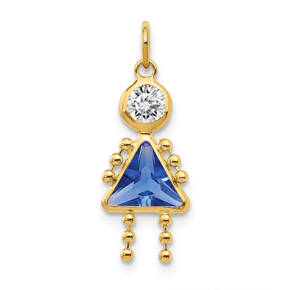 Jewelryweb 14k Yellow Gold September Girl Gemstone Charm - Measures 20x10mm Wide