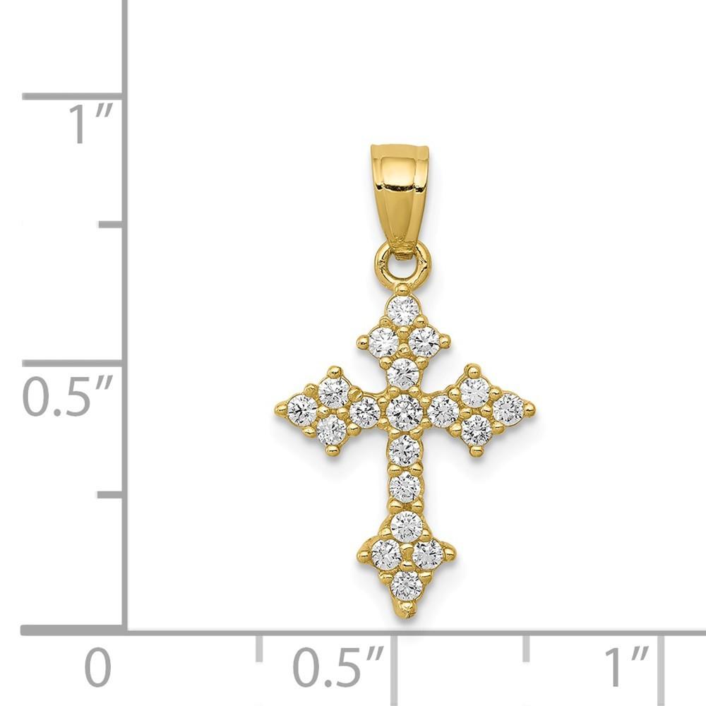 Jewelryweb 10k Yellow Gold Cubic Zirconia Passion Cross Pendant