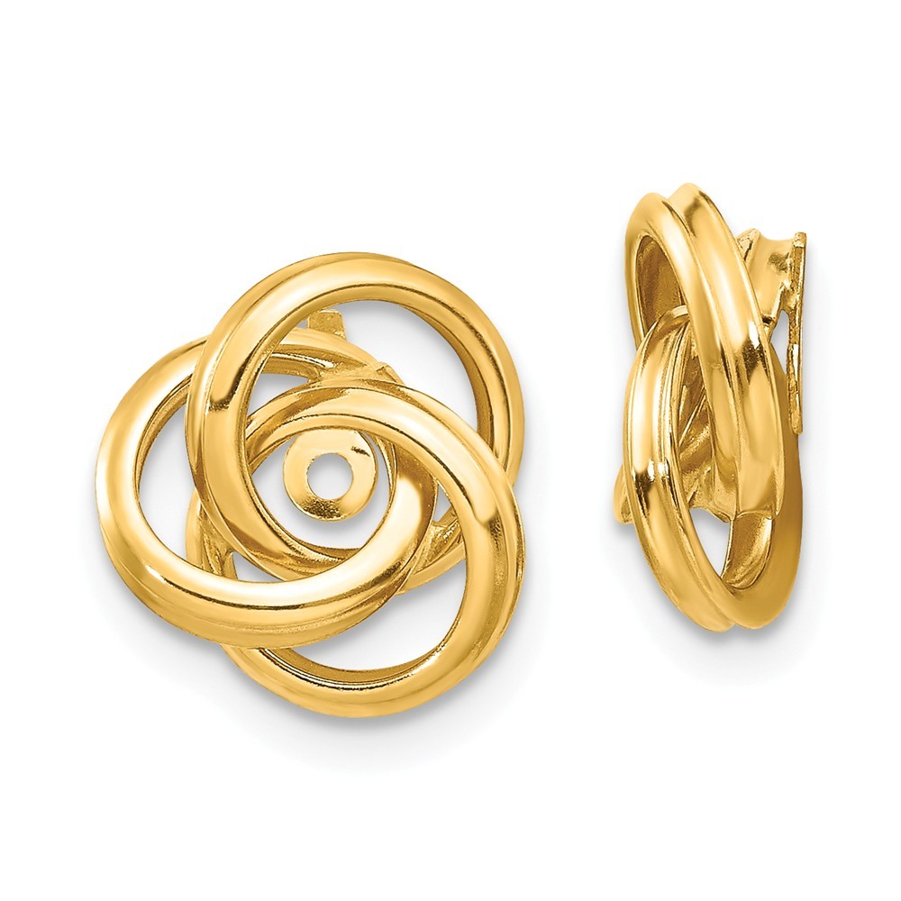 Jewelryweb 14k Yellow Gold Polished Love Knot Earrings Jackets - Measures 12x10mm Wide