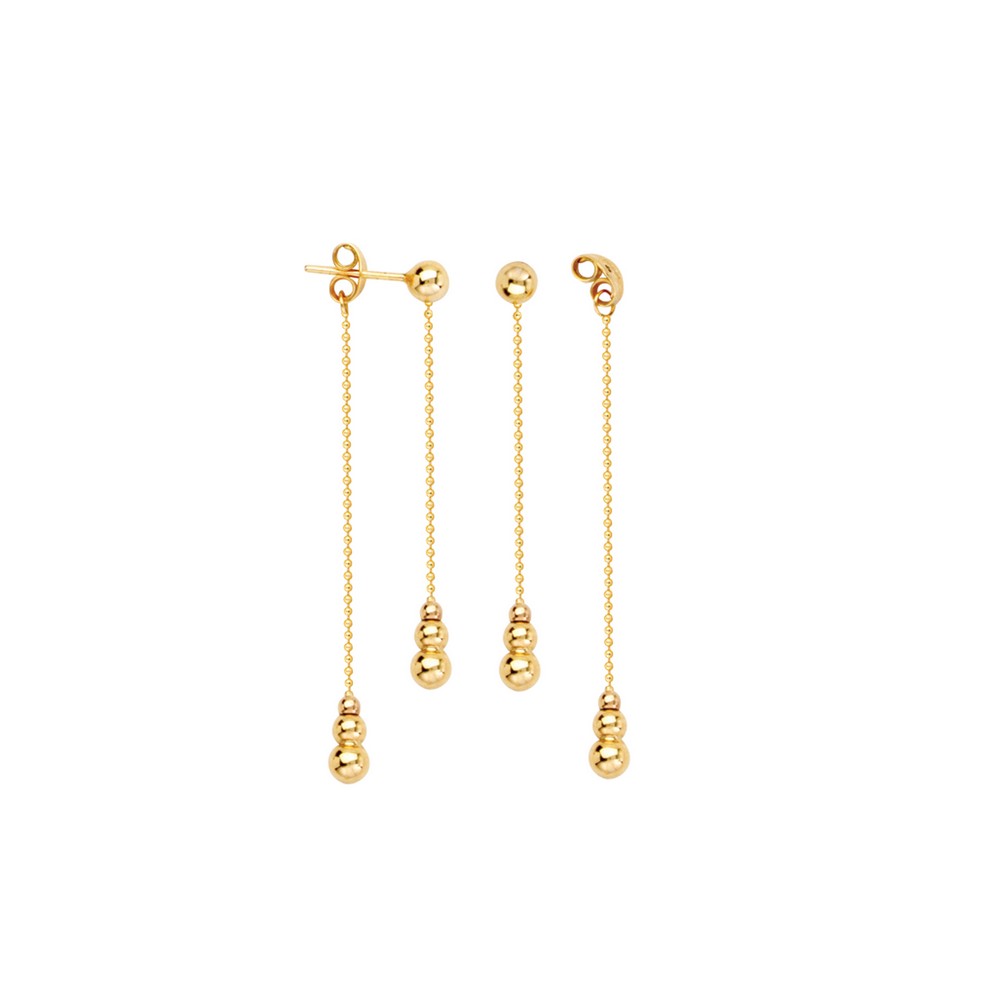 Jewelryweb 14k Yellow Gold Front To Back Beaded Dangle Earrings