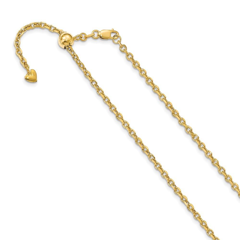 Jewelryweb 14k Yellow Gold Adjustable Semi Solid Chain Necklace - 30 Inch - Measures 2.5mm Wide