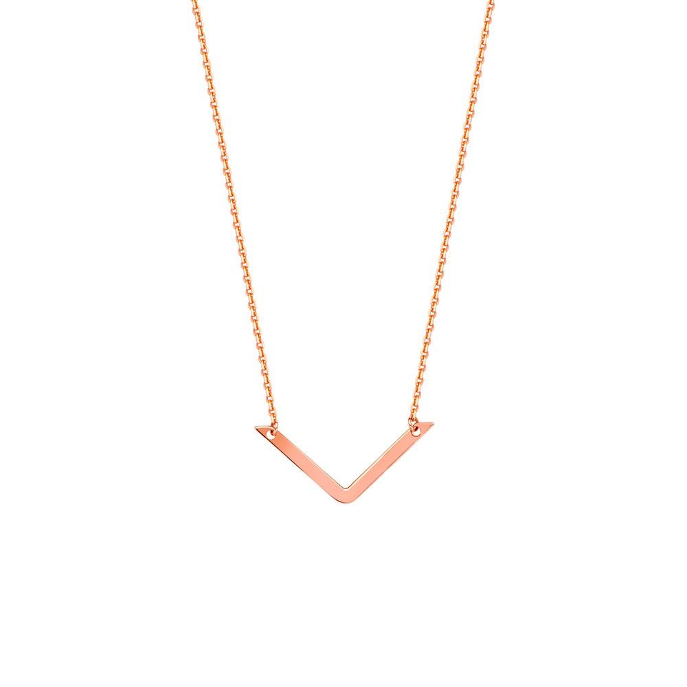 Jewelryweb 14k Rose Gold Draw The Line V Necklace - 18 Inch