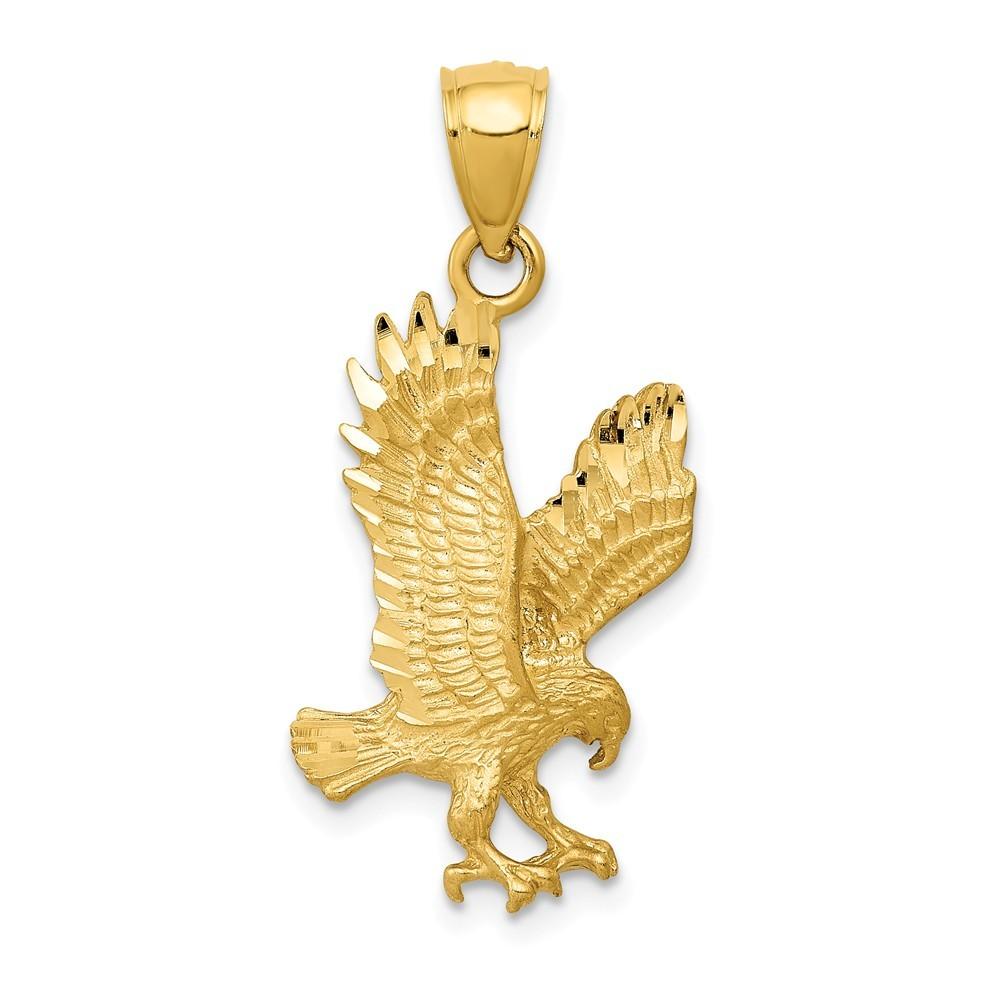 Jewelryweb 14k Yellow Gold Sparkle-Cut Eagle Pendant - Measures 27.5x14mm Wide