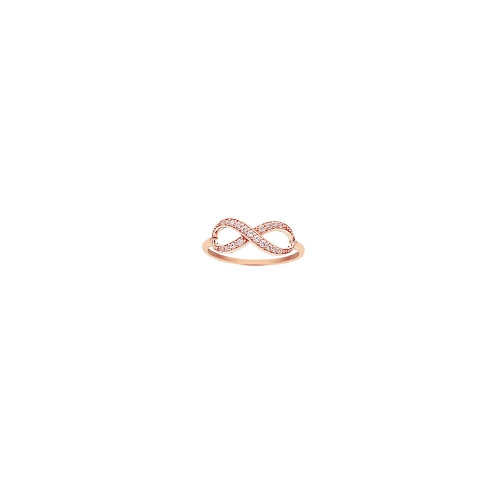 Jewelryweb 14k Rose Gold Cubic Zirconia Infinity Ring - Size 6