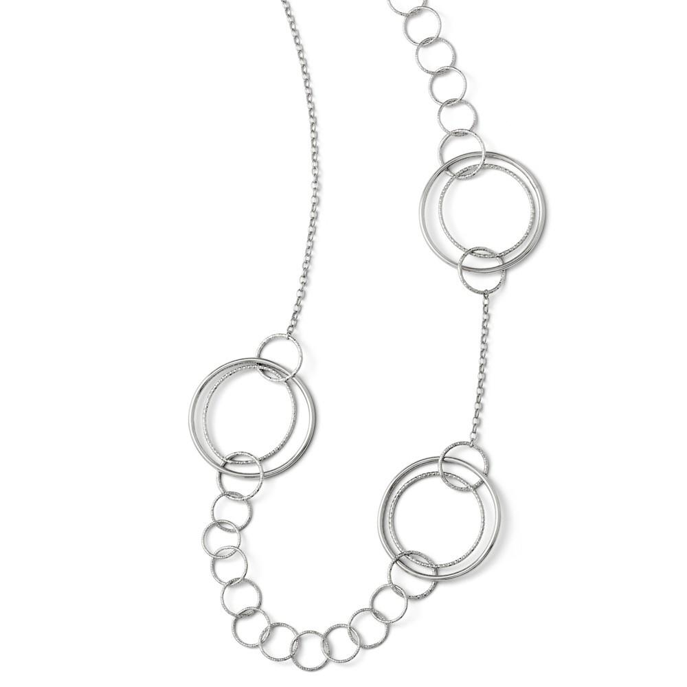 Jewelryweb Sterling Silver Polished and Textured Link Necklace - 26 Inch