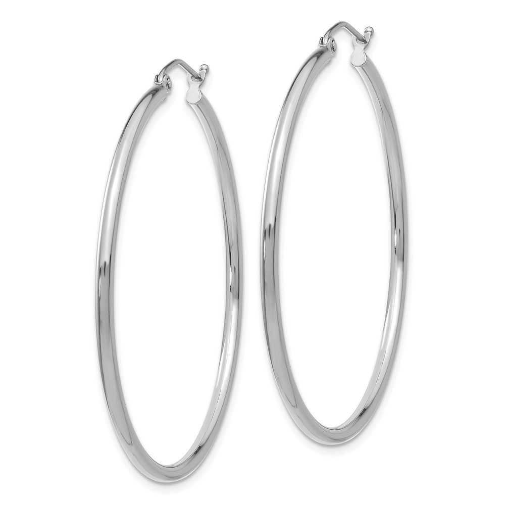 Jewelryweb 14k White Gold Lightweight Hoop Earrings - Measures 45x45mm Wide 2mm Thick