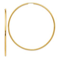 Jewelryweb 14k Yellow Gold Endless Hoop Earrings - Measures 69.8x69.8mm Wide 2mm Thick