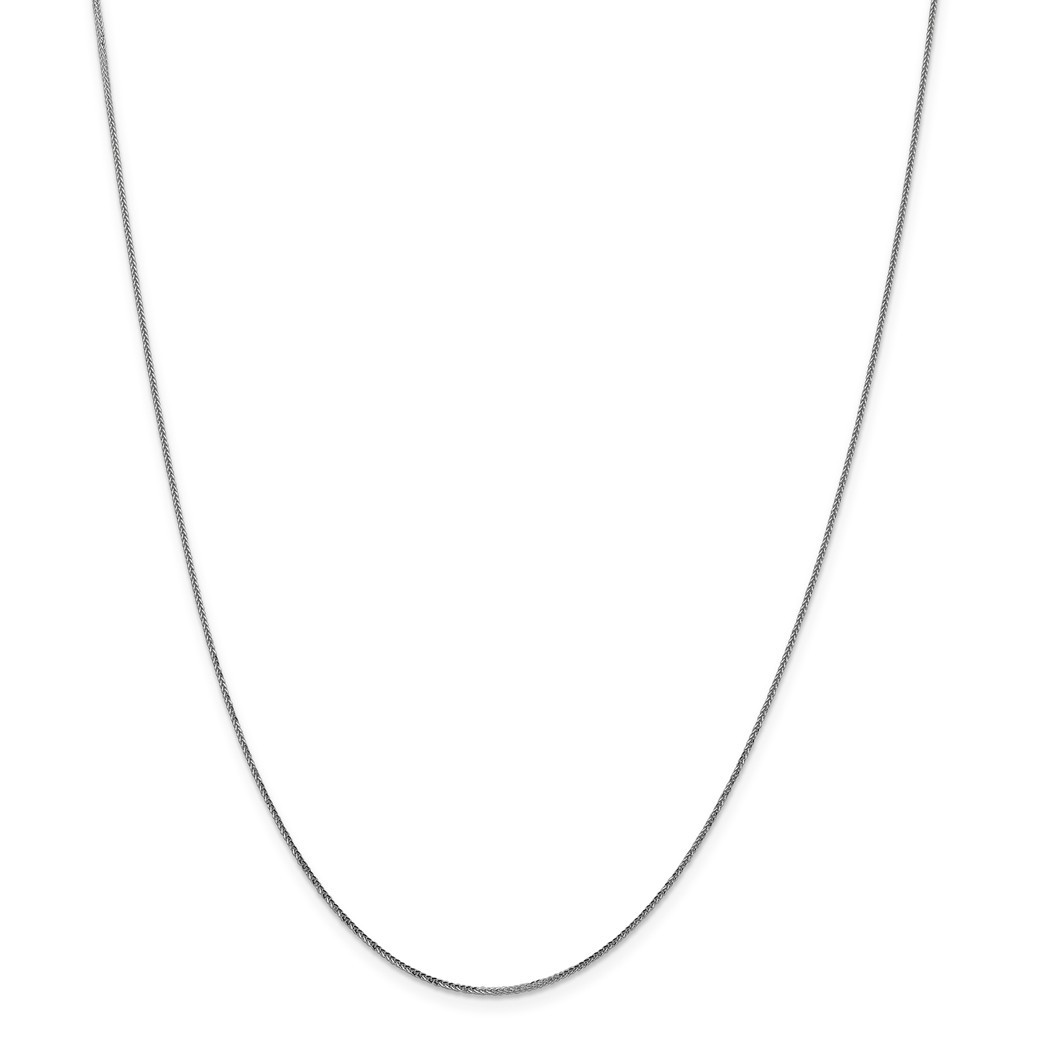 Jewelryweb 0.8mm 14k White Gold Sparkle-Cut Quadra Wheat Chain Necklace - 18 Inch